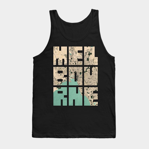 Melbourne, Australia City Map Typography - Vintage Tank Top by deMAP Studio